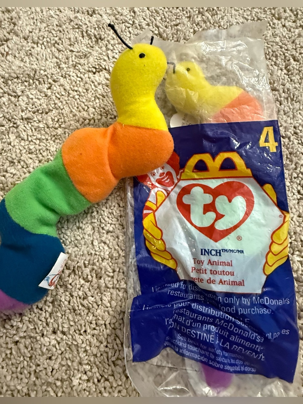 New LOT Ty Beanie Baby McDonald’s Toy Inch the inchworm Worm #4 1998 Vintage
